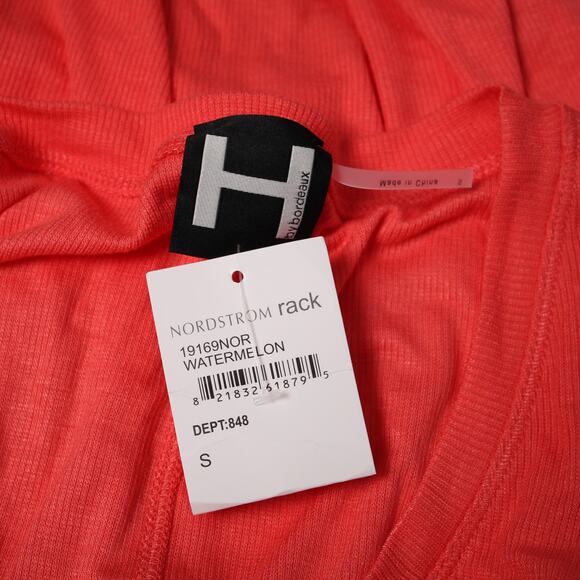 H by Bordeaux Watermelon Mini Rib Super Soft Oversized T-Shirt Lounge Tee Size S - Picture 6 of 9